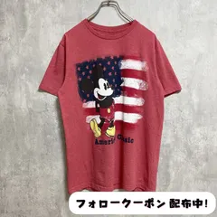 古着 used　Disney　ディズニー　半袖プリントＴシャツ　レッド　赤　Mickey　ミッキー　アメリカ　キャラクター