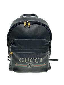 GUCCI◆リュック_GUCCIプリント/レザー/BLK