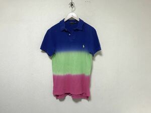 本物ポロラルフローレンPOLO RALPH LAURENコットン後染め半袖ポロシャツメンズアメカジサーフミリタリーS青ブルーグリーンピンク柄