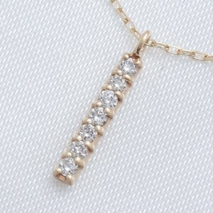 10番　0.07ｃｔ　ネックレス　金　K10　レディース　ダイヤモンド　ティファニー　大粒　シンプル　立爪　6本