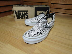 M1 △771未使用品【VANS バンズ】箱付 V98E+D Slip on マイティマウス スリッポン ホワイト SIZE US 6.5