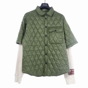 ディースクエアード DSQUARED2 22AW Quilted Short Sleeve Shirt シャツ ブルゾン 半袖 レイヤード キルティング 48 オリーブ S71DM0570