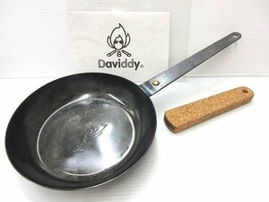 ☆じゅんいちダビッドソン オリジナル 鉄フライパン 20cm 専用取手コルクカバー Daviddy キャンプ用品 中古☆