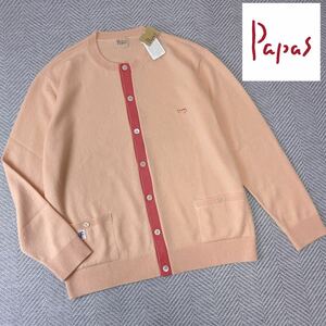 定価88,200円【未使用品/タグ付き♪】Papas パパス◇カシミヤ100％ カジュアル 長袖 ニットカーディガン/セーター メンズ 紳士 サイズ約L