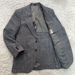 ハリスツイード 【人気デザイン】 HARRIS TWEED テーラードジャケット ブレザー ヘリンボーン グレー くるみボタン ツイード メンズ 