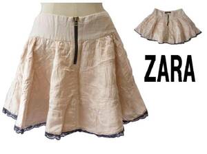 M135★ZARA ザラ★ベビーピンク★シルクミニスカート★S