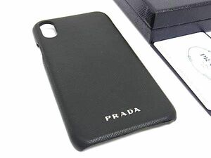 PRADA プラダ 2ZH058 サフィアーノレザー iPhoneX 対応 アイフォンケース スマホケース メンズ レディース ブラック系 DF9116