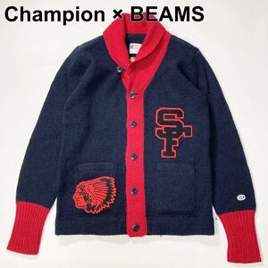 Champion × BEAMS ビームス 別注 ニットショールカラーカーディガン ランタグ復刻 メンズ B82420-95