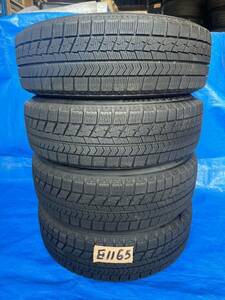 送料無料 E1165 ブリヂストン ブリザックVRX 155/65r14 75Q 社外アルミホイール付き 中古 スタッドレスタイヤ 4本セット 4穴/H100 ET45