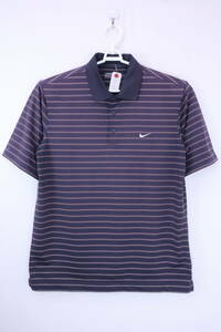 【感謝セール】【美品】NIKE GOLF(ナイキゴルフ) ポロシャツ 紫ボーダー レディース M ゴルフウェア 2110-0206 中古