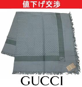 [新品未使用]グッチGUCCI マフラーストール 男女兼用ネイビー[正規品]