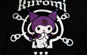 ☆メンズ！☆KUROMI ☆とってもカッコいい！ピンク色ラインストーン入りのドクロ♪クロミちゃんの黒色長袖Tシャツです(o^―^o)サイズＬＬ☆