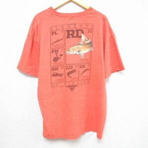 【50%OFF】XL/古着 コロンビア Columbia 半袖 ブランド Tシャツ メンズ 魚 大きいサイズ コットン クルーネック オレンジ 23aug03 中古 5OF