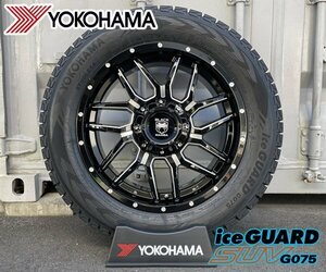 車検対応 アバランチ シルバラード Black Mamba BM7 国産20インチスタッドレスタイヤホイール YOKOHAMA iceGuard G075 275/55R20