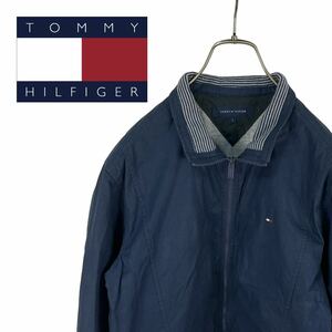 09M446◯ TOMMY HILFIGER ネイビー系 ブルゾン ジャケット ライトアウター 羽織り 春秋冬 スイングトップ ジャンパー Sサイズ