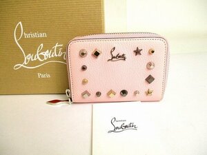 【未使用保管品】 クリスチャン ルブタン Christian Louboutin エンブレムスタッズ ラウンドファスナ― コインパース 小銭入れ