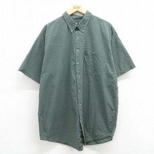 XL/古着 チェロキー 半袖 シャツ メンズ 00s 大きいサイズ ロング丈 コットン ボタンダウン 緑 グリーン 24apr15 中古 トップス