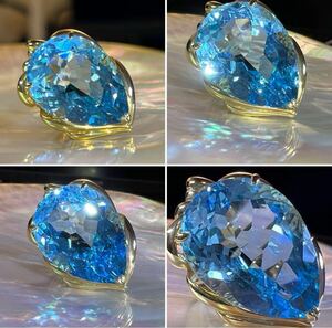 【超特大サイズ☆】スーパー　アクアマリン37.93ct k18 ゴールド　リング　最安値　大人気　クリスマス　プレゼント　注目　おすすめ　1