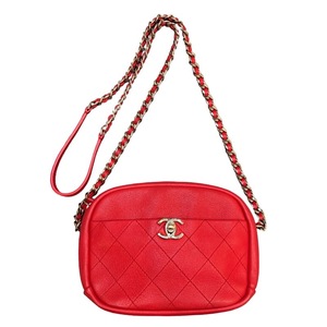 シャネル CHANEL ミニカメラチェーンショルダーバッグ 26717558 レッド ゴートスキン ショルダーバッグ レディース 中古