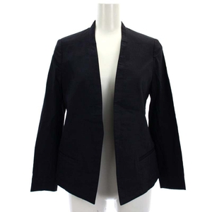 セオリー theory ECO CRUNCH WASH CLEAN BLAZER ULS リネン ノーカラージャケット 0 S 紺 ネイビー /SY ■OS レディース