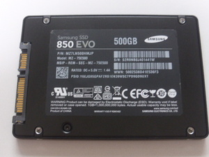 Samsung SSD 850EVO SATA 2.5inch 500GB 電源投入回数13回 使用時間12009時間 正常78%判定 MZ-75E500 本体のみ 中古品です③