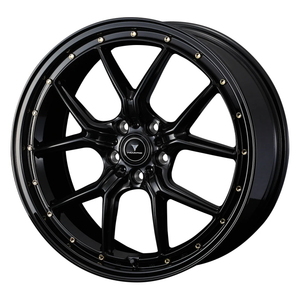 YOKOHAMA ADVAN NEOVA AD09 225/45R18 NOVARIS ASSETE S1 BLACK/GOLDピアス 18インチ 7.5J+38 5H-114.3 4本セット