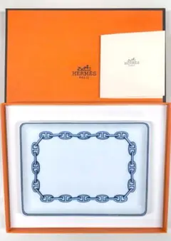 【未使用品】HERMES・エルメス　シェーヌダンクル　スクエアプレート・箱付