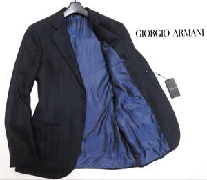 新品未使用 伊製 GIORGIOARMANI GEORGE ジョルジオアルマーニ 紺ブレ カシミヤ&シルク混テーラードジャケット 紳士 ブレザー 最高峰の逸品