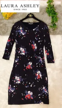 UKインポート LAURA ASHLEY 長袖花柄ワンピース 13号 L