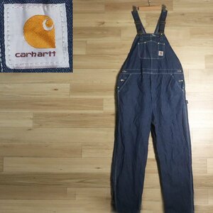 I7S/S4.11-5　Carhartt　カーハート　デニム　ビブ　オーバーオール　ワークパンツ　サロペット　メンズ　44×34　ブルー　アメリカ古着