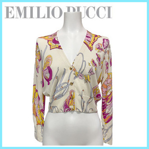 新品エミリオプッチEMILIO PUCCIシルクニット　カーディガン白#M★