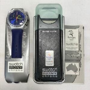 ◎【SWATCH/スウォッチ】IRONY アイロニー CHRONOGRAPH クロノグラフ クォーツ 腕時計 シドニーオリンピックモデル ブルー 青 ※電池切れ