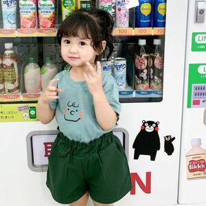 子供シャツ　女の子ｔシャツ　カジュアル系 キッズ服　夏　ブラウス　トップス　男の子　子供服　グリーン　110サイズ120サイズ