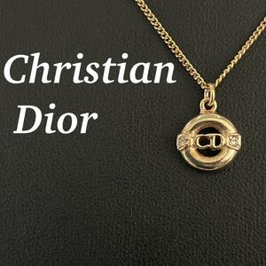 Christian Dior クリスチャンディオール　ネックレス　ラインストーン　CDロゴ　アクセサリー　サークル　ヴィンテージ