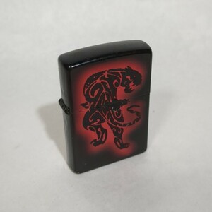 zippo ジッポライター USA製 虎 トラ 黒×赤 USED良品