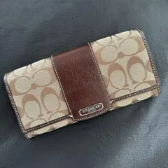 【未使用】 COACH コーチ 長財布 レザー キャンバス シグネチャー