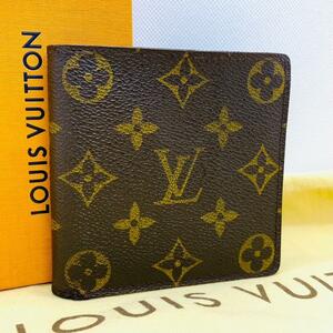 R606 極美品ルイヴィトン 二つ折り財布 ウォレット モノグラム ポルトフォイユ マルコ ブラウン LOUIS VUITTON CA1912