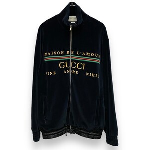 GUCCI 20SS Men’s Black Logo Embroidered Jacket Sサイズ ブラック 595533 XJBTD グッチ シェニール ロゴ刺繍 ベロアトラックジャケット