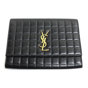 SAINT LAURENT PARIS サンローランパリ FLAP POUCH クラッチバッグ ブラック 759879 レディース 中古 極美品