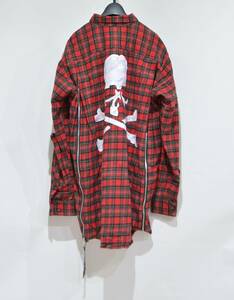 MASTERMIND WORLD マスターマインド ワールド DAMAGED SKULL CHECK FLANNEL SHIRT スカル チェック シャツ M Y-327229