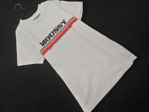 ネコポスOK MOUSSY マウジー ロゴ プリント Tシャツ sizeF/白 ■◆ ☆ eeb4 レディース