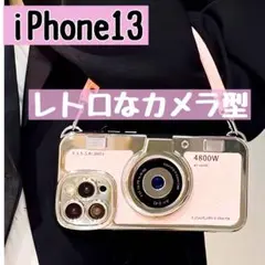 iPhone13ケース レトロ カメラ型 ヴィンテージ 昭和 ピンク j