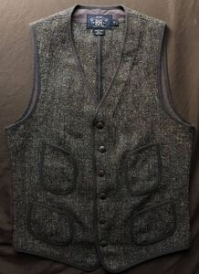 【希少】極美品 RRL BROWNS BEACH TWEED VEST ダブルアールエル 英国 ブラウンズビーチ ツイード ベスト ラルフローレン XS