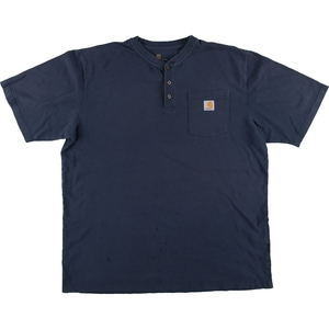 古着 カーハート Carhartt ORIGINAL FIT ヘンリーネック 半袖 ワンポイントロゴポケットTシャツ メンズXL相当 /eaa429920