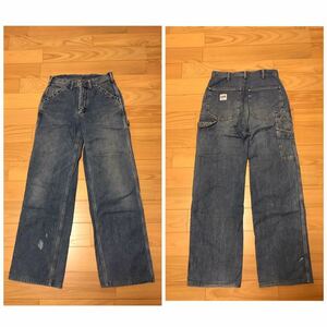 Vintage.ビンテージ復刻☆Lee SANFORIZED／リー デニムペインター.ワークパンツ サイズ29 DUNGAREES トリプルホワイトステッチ 3本針縫い