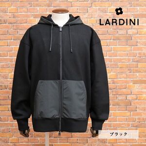 1円/2023AW/LARDINI/Mサイズ/パーカー ITLMML335 ITEL6107 透湿 高機能 ダンボールニット快適 イタリア製 新品/黒/ブラック/jc108/