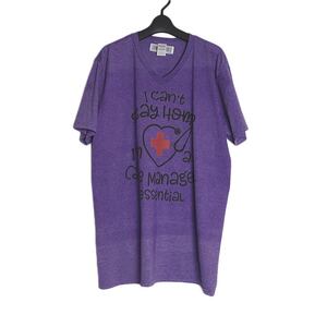 新品 アウトレット Vネック tシャツ GILDAN プリントTシャツ 紫色 半袖 メンズ Lサイズ トップス ティーシャツ クロスと聴診器