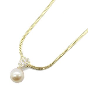 ミキモト パール/ダイヤ ネックレス ブランドオフ MIKIMOTO K18（イエローゴールド） ネックレス K18 中古 レディース