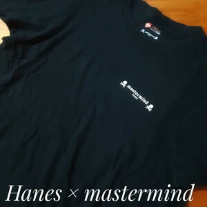 最値!希少コラボ!名作ワンポイントプリントデザイン!mastermind(マスターマインド)×Hanes(ヘインズ)Tシャツ!ブラック!黒白 Sサイズ　