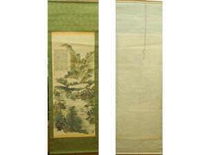 外谷琴石 日本画 蘭亭曲水之図 掛け軸　掛軸　彩色　絹本　Japanese hanging scroll 中古　琴石